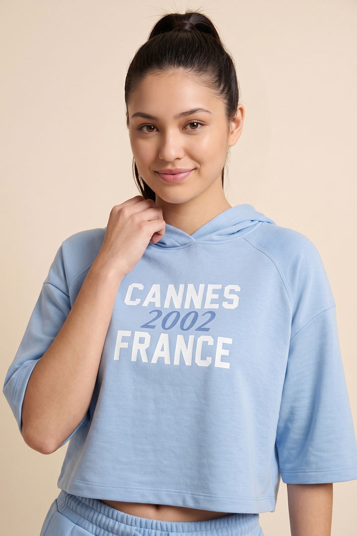 Zivame Athleisure Hooded Sweatshirt - Blue Bell — image 2